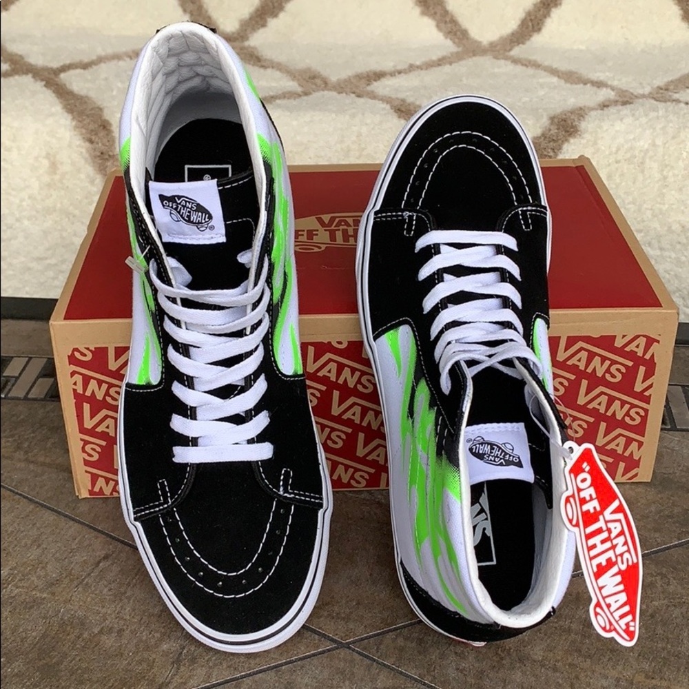 •VANS SK-8 HI FLAME black/true white Mens - Picture 8 of 16